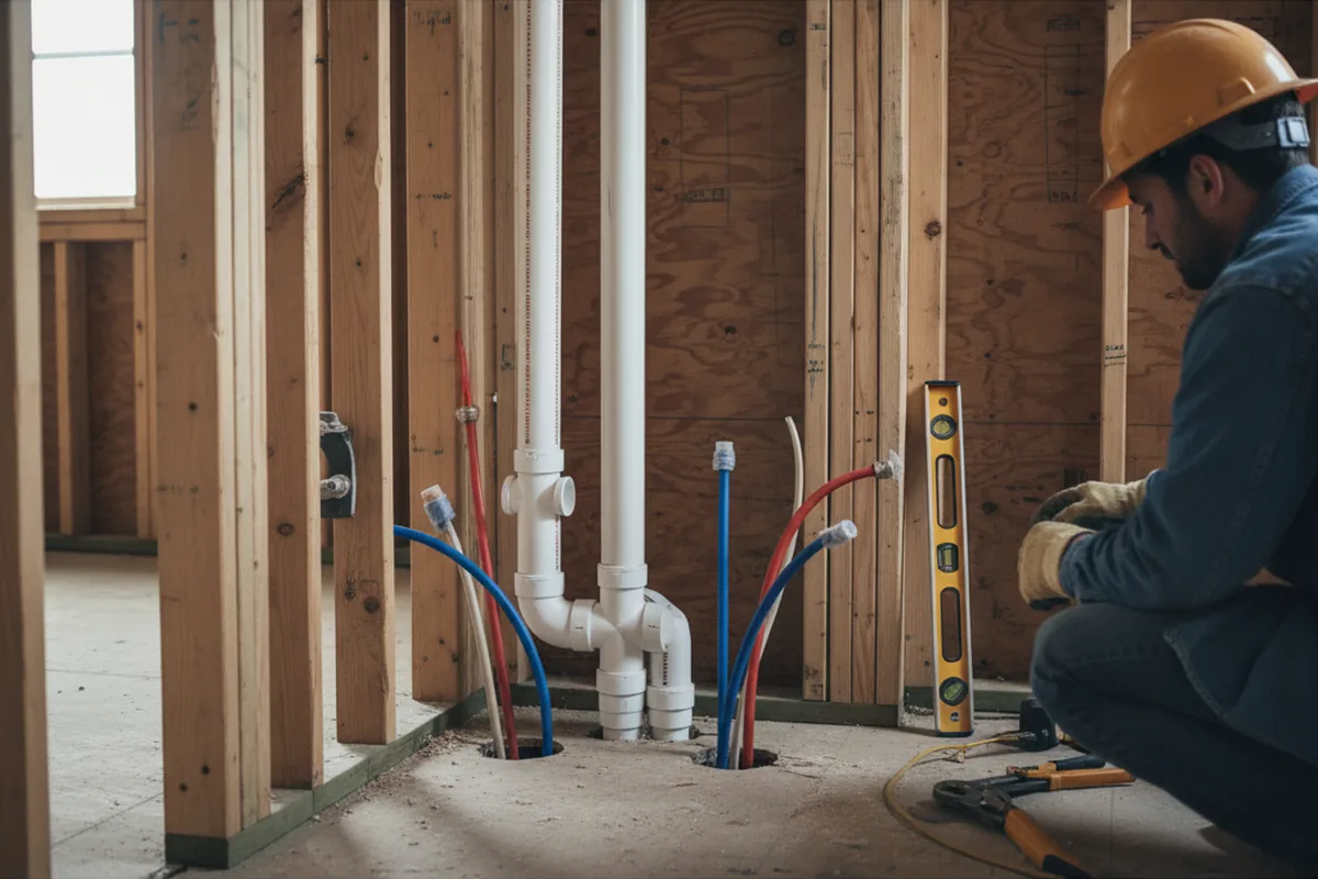 Drain and supply rough-in during Toilet Repair and Installation in Rayland